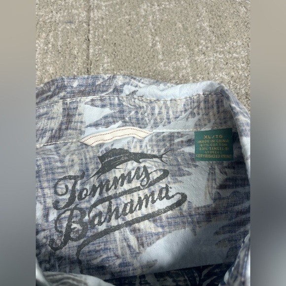 Tommy Bahama Hawaiian Button Down Palm Tree Cotton Tencel Blend Button Down XL - Picture 4 of 5